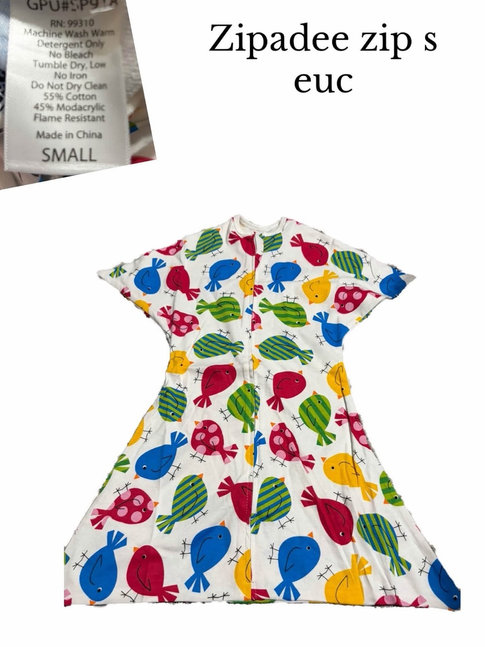 Zipadee zip bird sleep gown small
